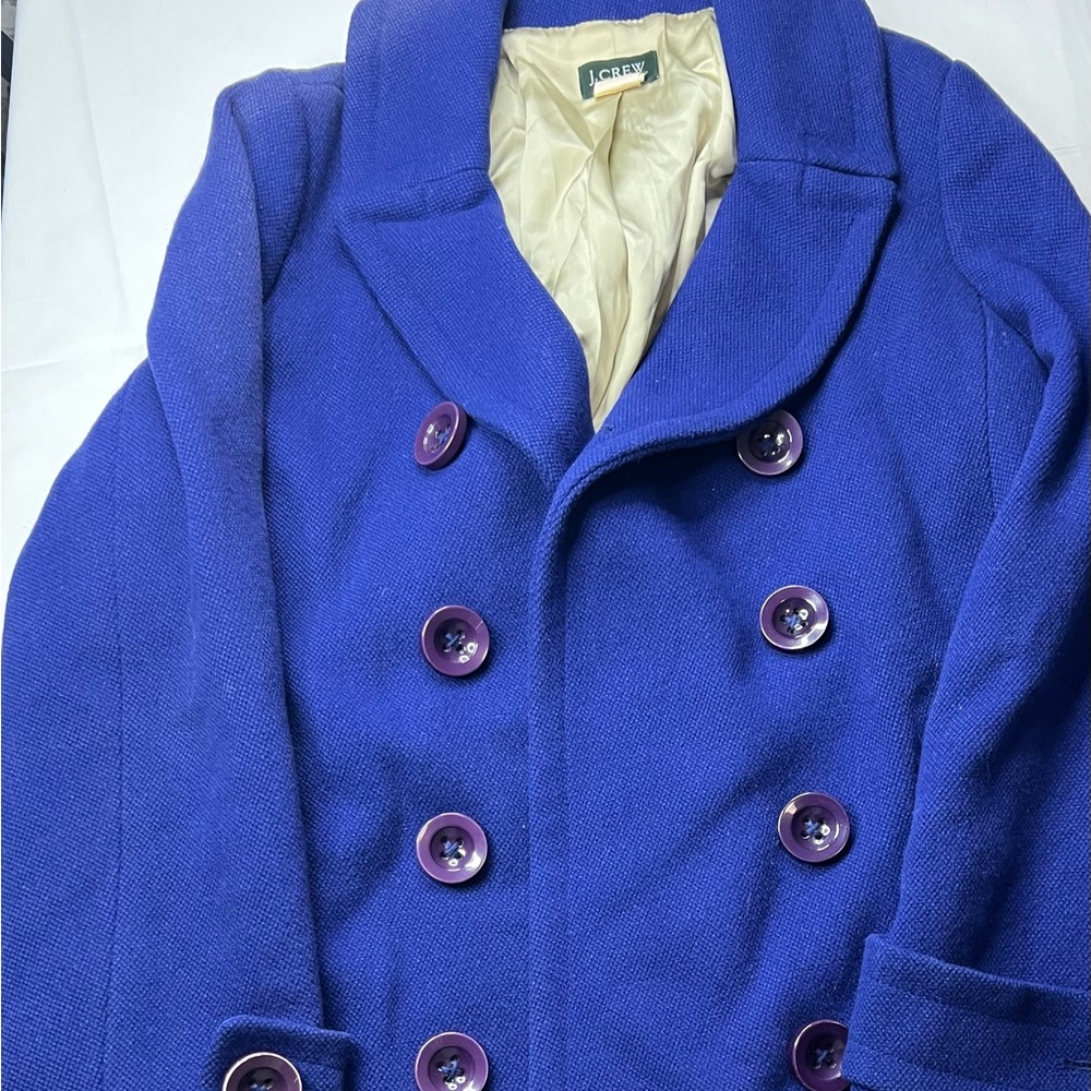 J. Crew Double-Breasted Pea Coat in Cobalt Blue